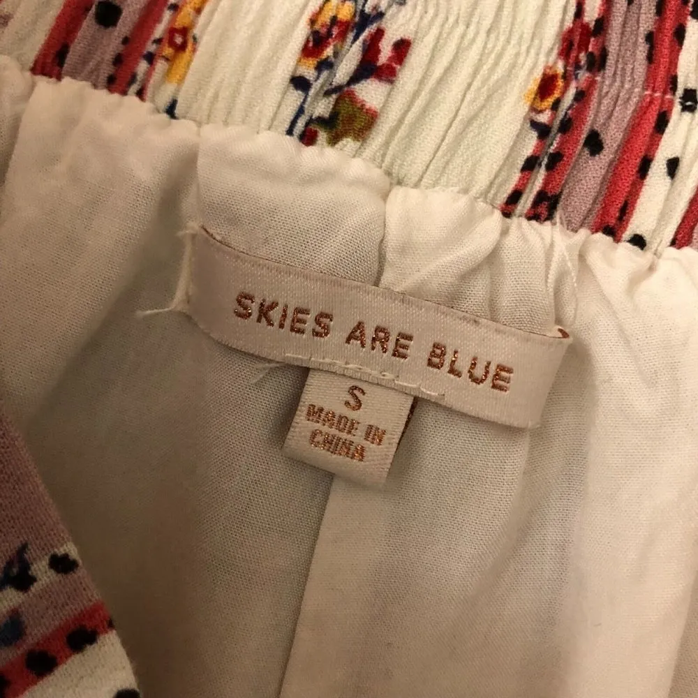 Skies Are Blue Womens Pants Wide Leg Cropped Capri Patchwork Geometric Pink S - Image 3