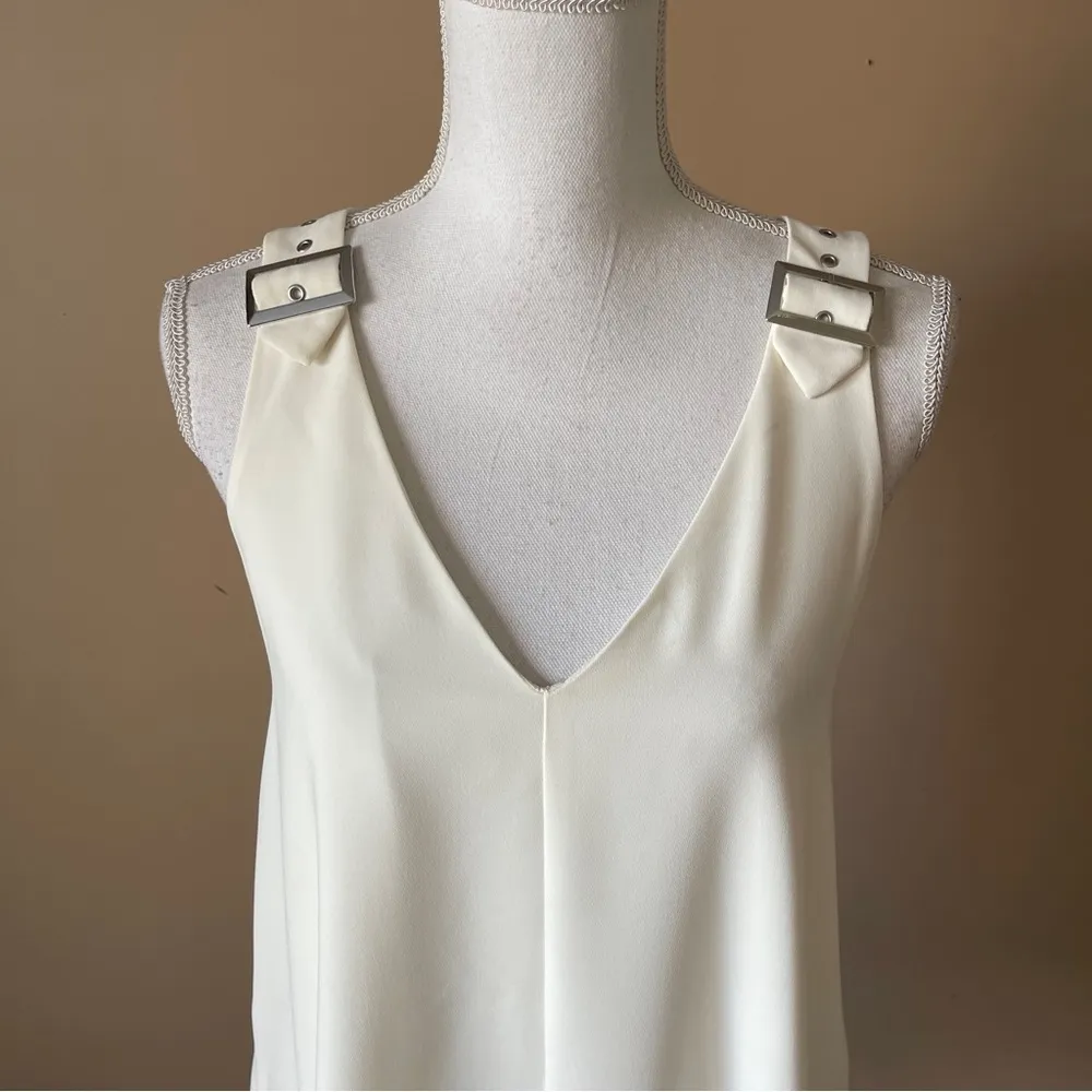 AMANDA UPRICHARD | Cream V-neck A-line Mini Dress Sz S - Image 13