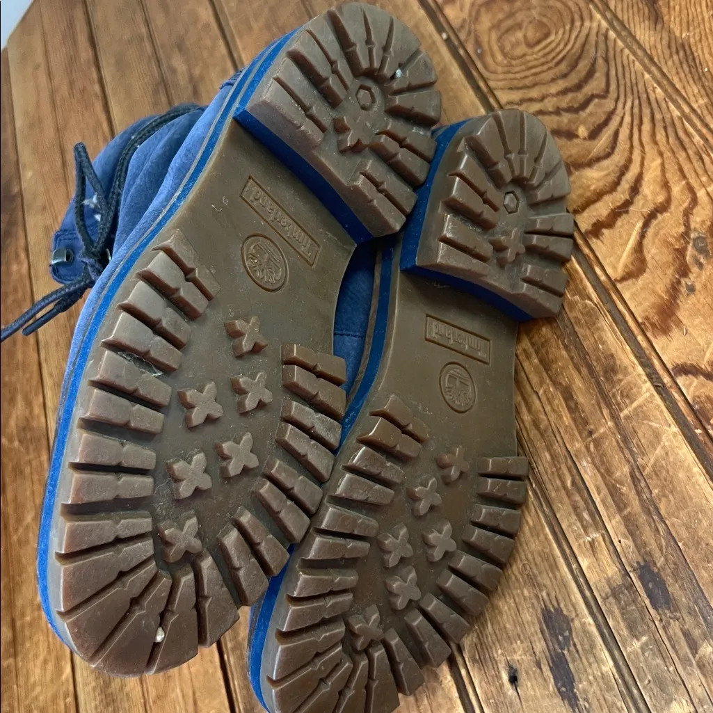 Timberland chunky cabincore womens blue lined suede leather work Boots size 7 - Image 6