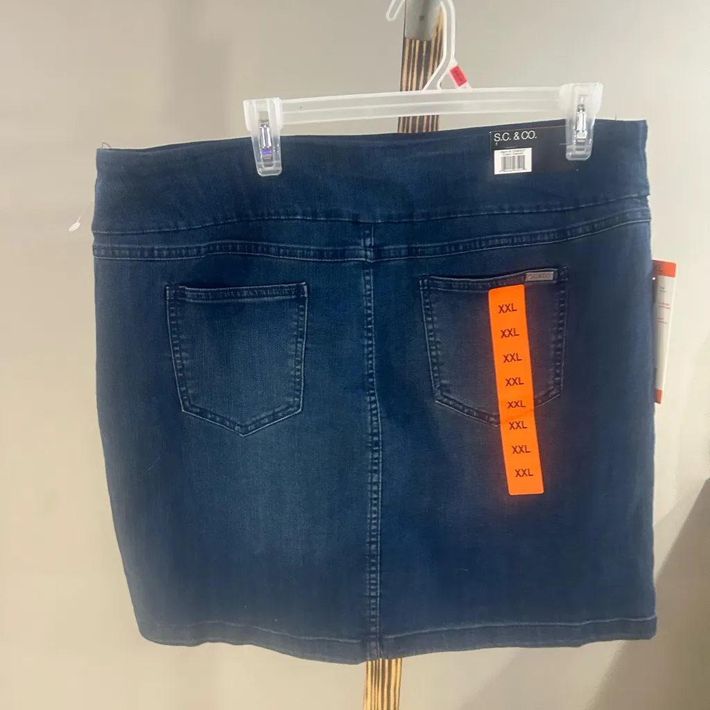 S.C. & Co Stretch Denim Skirt With Shorts Women’s XXL Blue NWT - Image 4