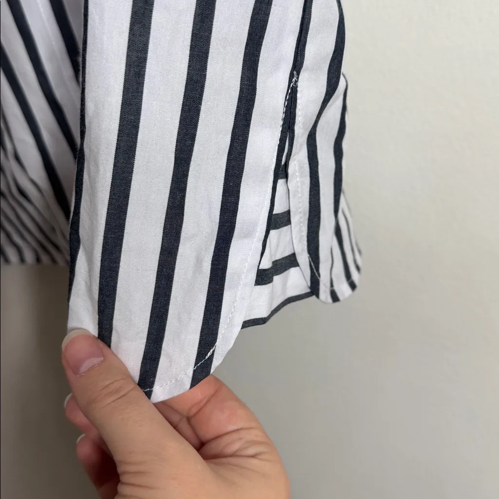 J.Jill Classic Black/White Striped Long Sleeve Relaxed Fit Button - Image 9