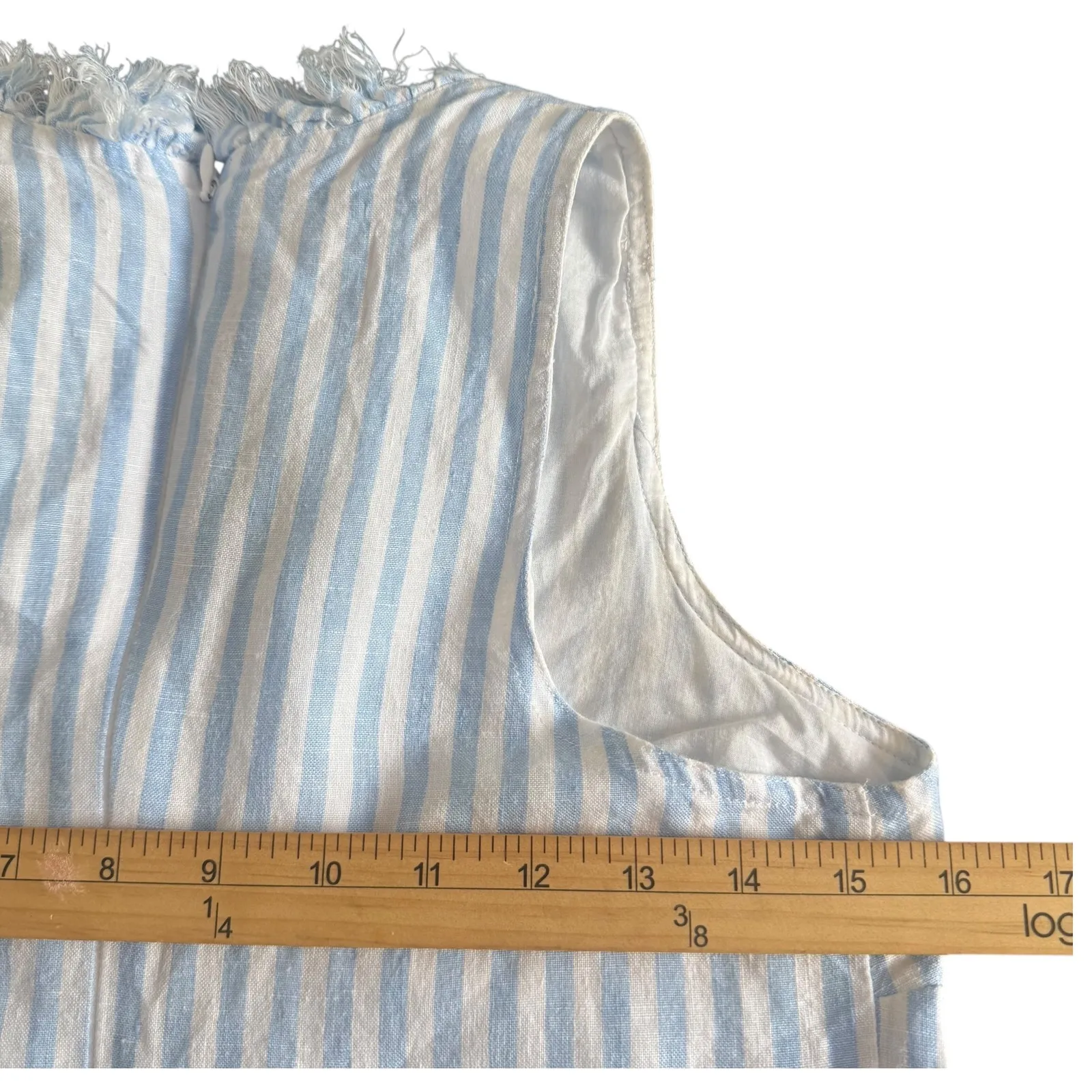 Tommy‎ Bahama Two Palms Mini Cabana Stripe Fringe Linen Dress Blue Size XXS - Image 10