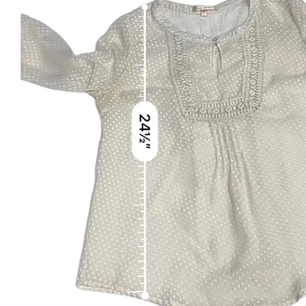 Anthropologie Skies Are Blue Sheer Peasant Polka Dot Top Crochet‎ Lace Size S - Image 9