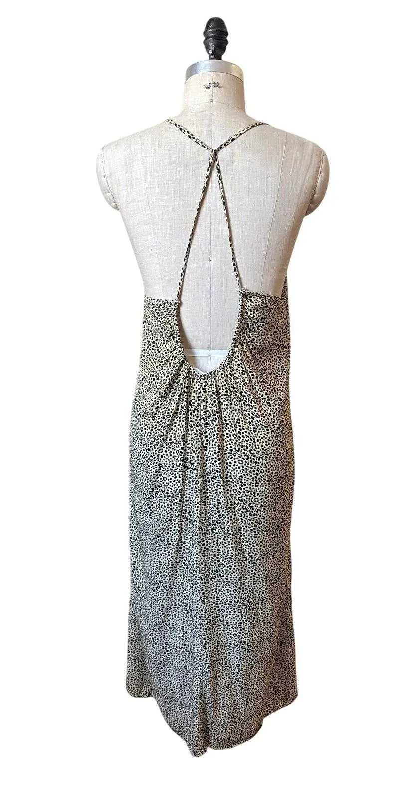 LACAUSA Yellow Leopard Midi Strappy Dress Size Medium - Image 3