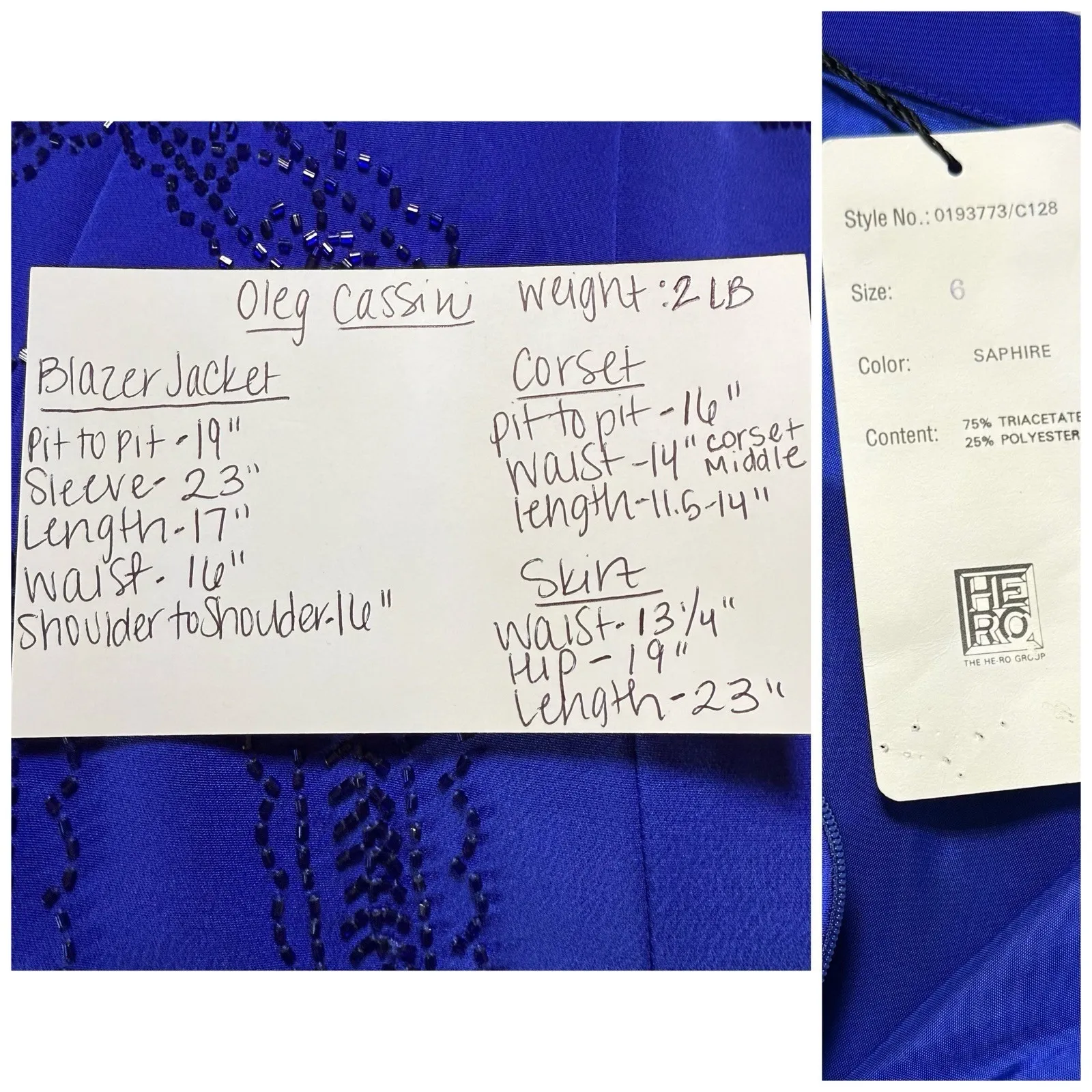 NWT Vintage 80s Oleg Cassini Black Tie 6 Skirt Corset Jacket Beaded Eveningwear‎ - Image 9