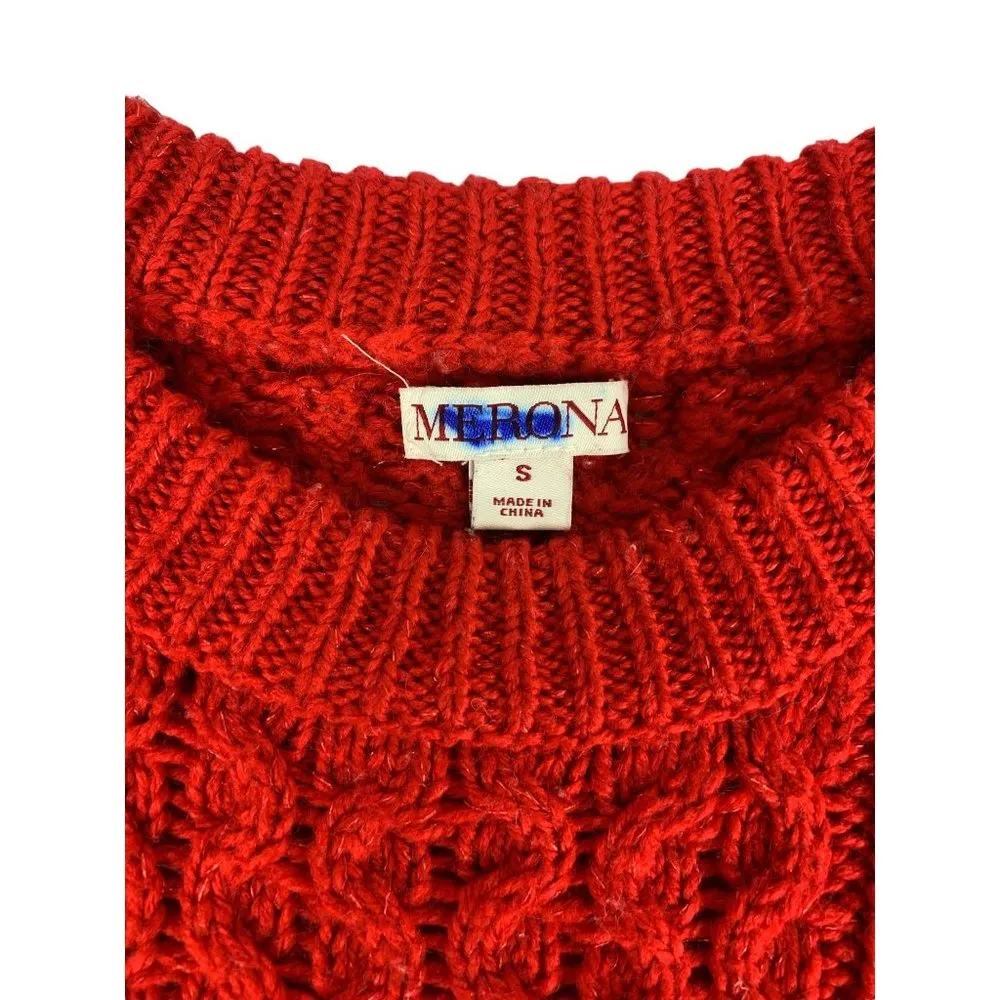 Merona  Women's Cherry Red Chunky Pullover Sweater - Image 3