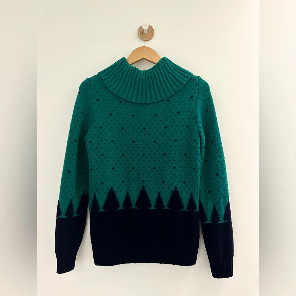 Christmas  Cozy Pine street Cowlneck Sweater Green / Navy Size S - Image 6