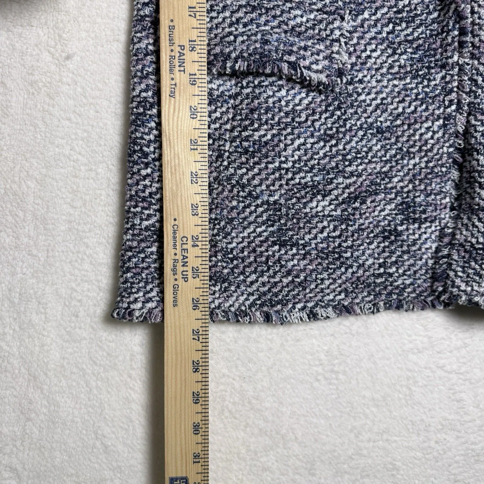 Chicos Tweed Blazer Jacket Size 3 XL Boucle Knit Purple Fringe Academia Preppy - Image 9