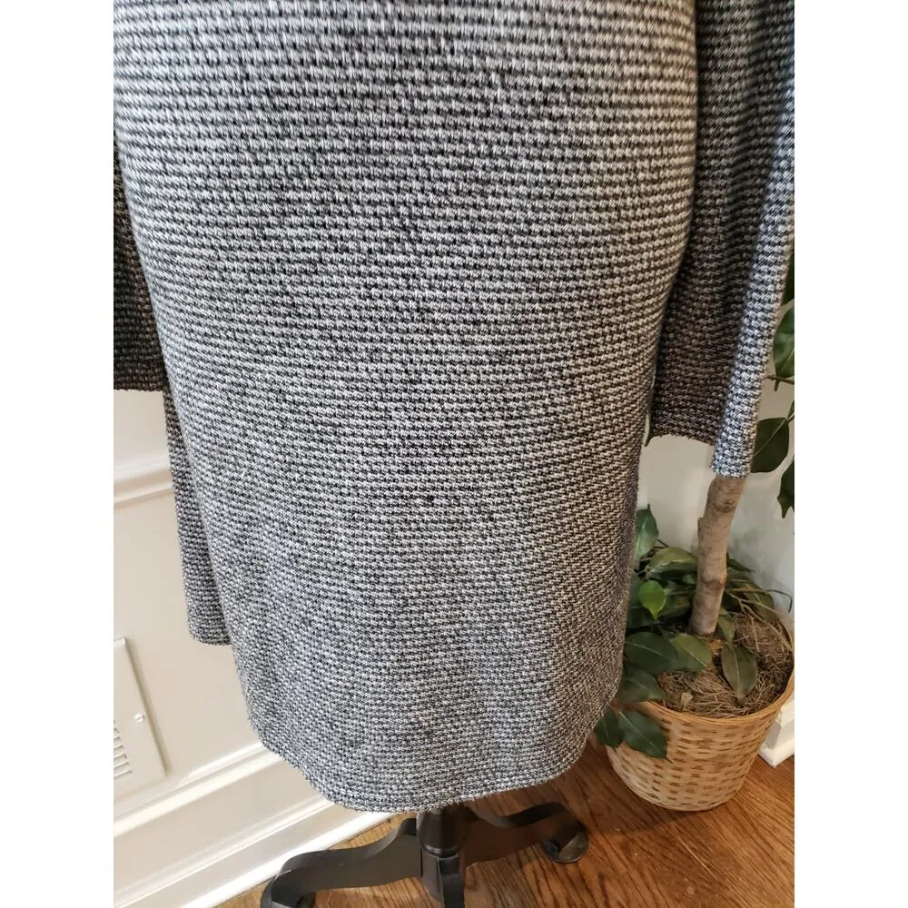 AGB Sweater Dress Women's Medium Black Gray Checked Knit Long Sleeve Cowl Neck - Image 5