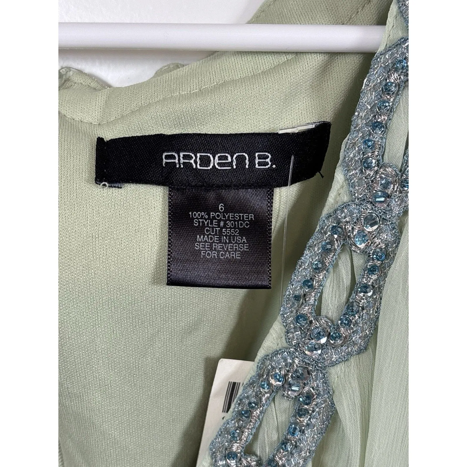 Arden B Vinatge Dress Drop Waist Beaded Green Mint Size  6 sleeveless USA NWT - Image 4
