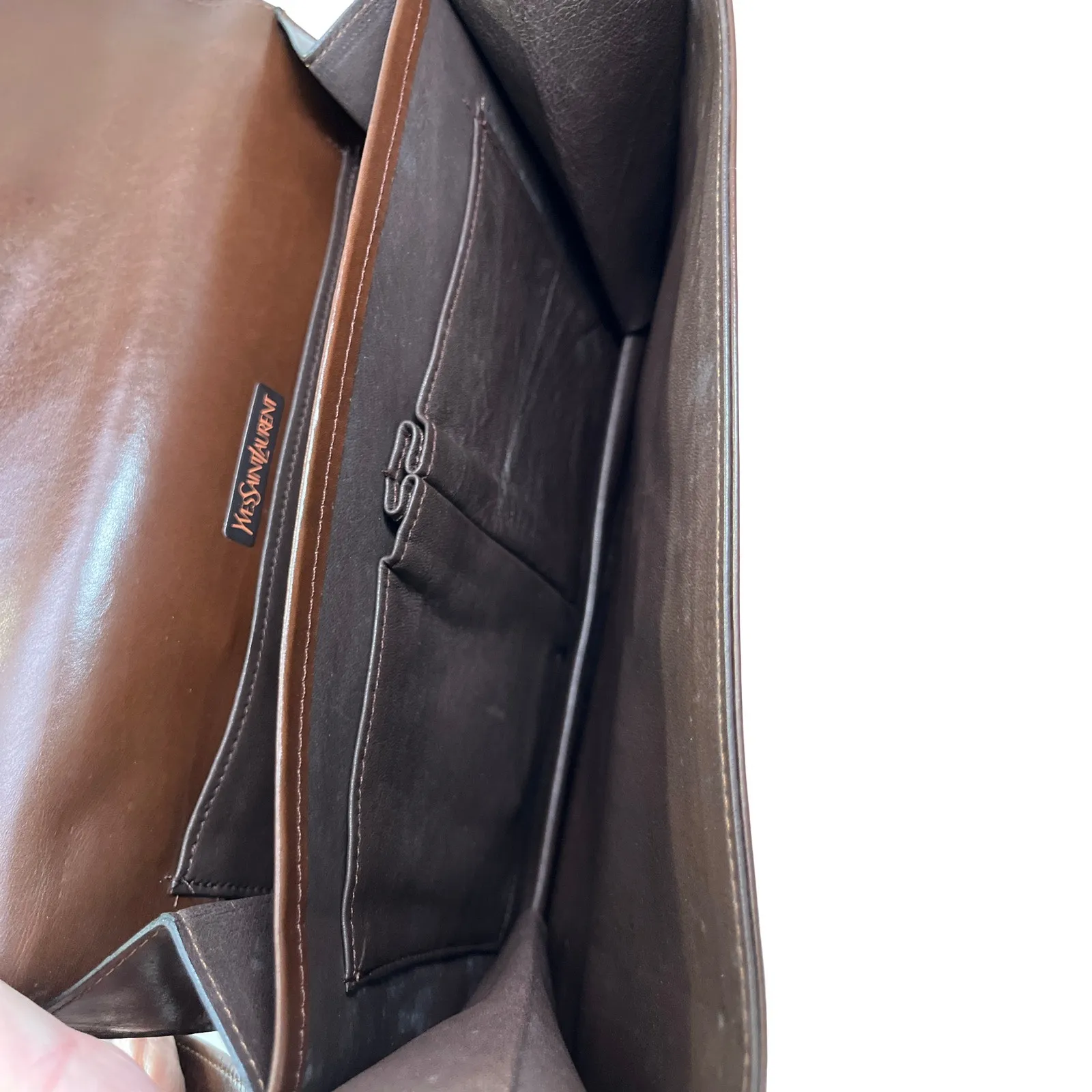 Vintage Yves Saint Laurent Brown Leather Shoulder Bag Model DE 3133 BR 1970 - Image 11