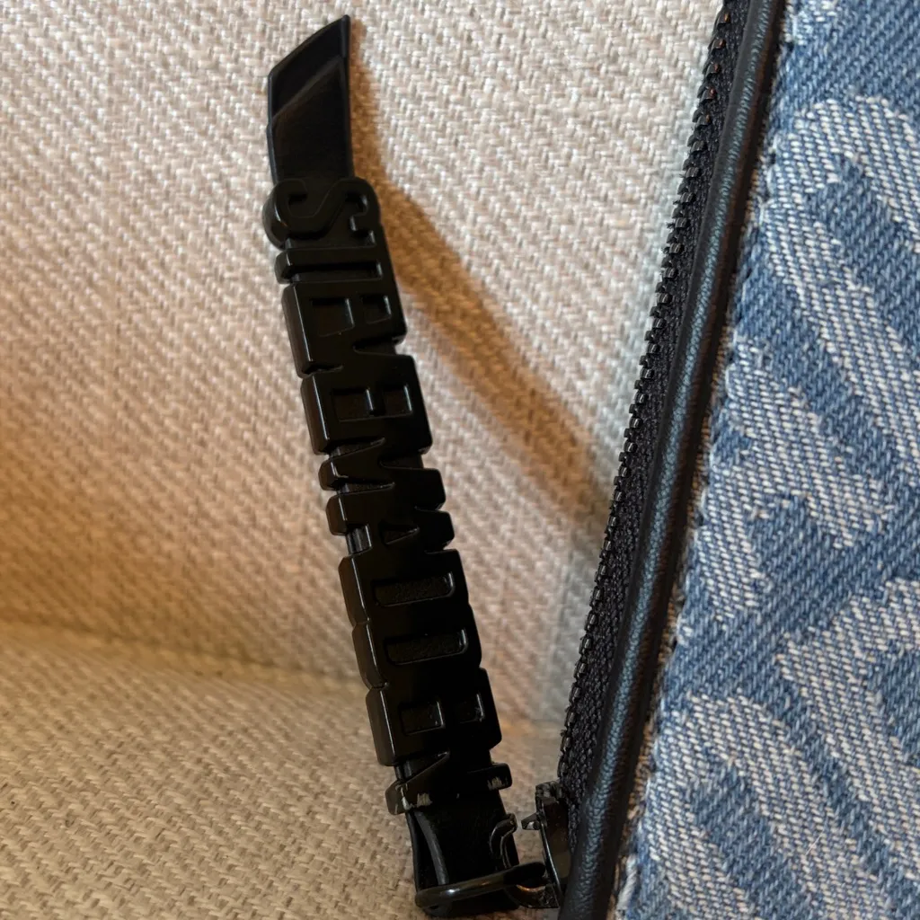 Steve Madden Large Denim Monogram Full Zip Wallet - Image 3