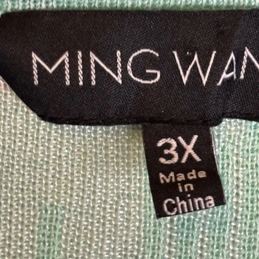 Ming Wang Sweater Women's‎ Size 3X Knit Cardigan Green Black White - Image 3