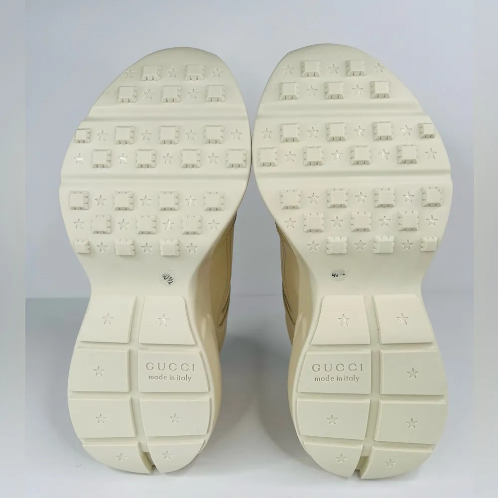 GUCCI Rhyton Love Parade Ivory Leather Glitter Heart Logo Sneakers Size EU 40.5 - Image 8