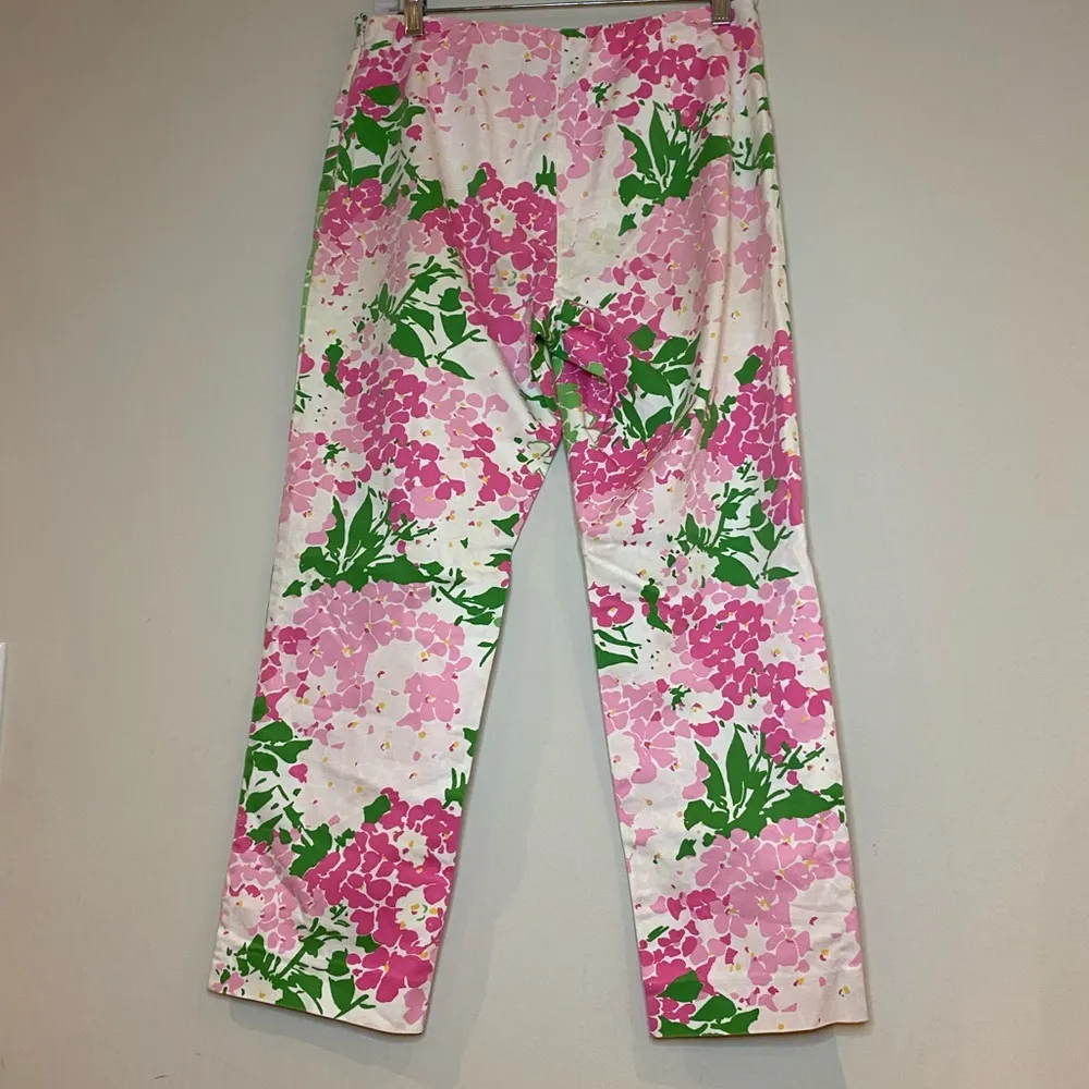 Ralph Lauren Lauren  Pink Green Floral Preppy Cotton Pants Size 4 - Image 8