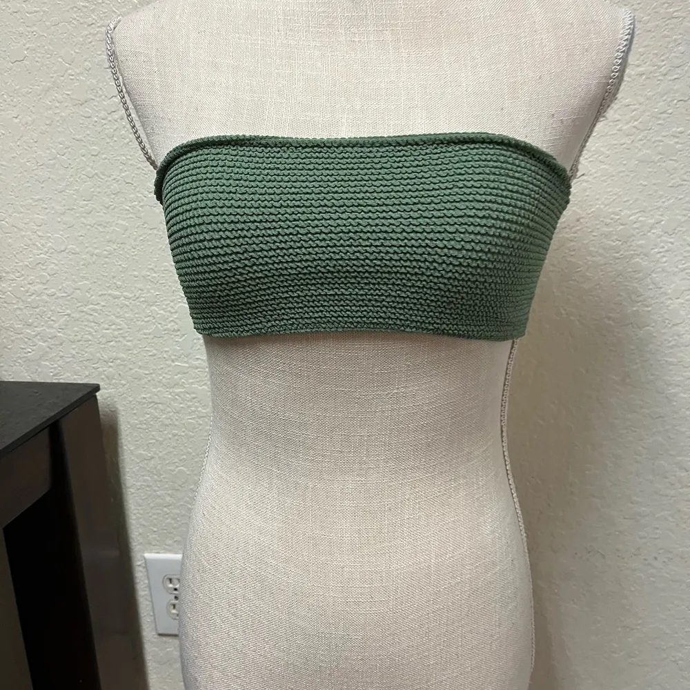 KENDALL & KYLIE Sage Green Strappless Swim Top - Image 5