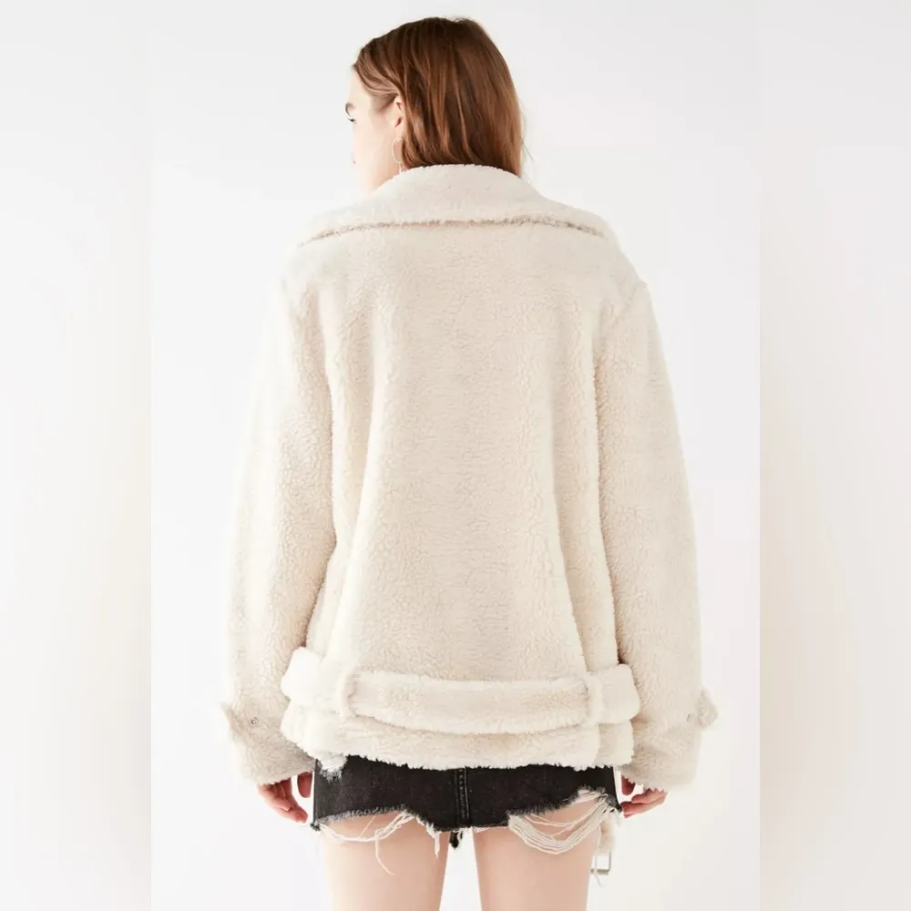 J.O.A. Oversized Faux Sherpa biker jacket - Image 3