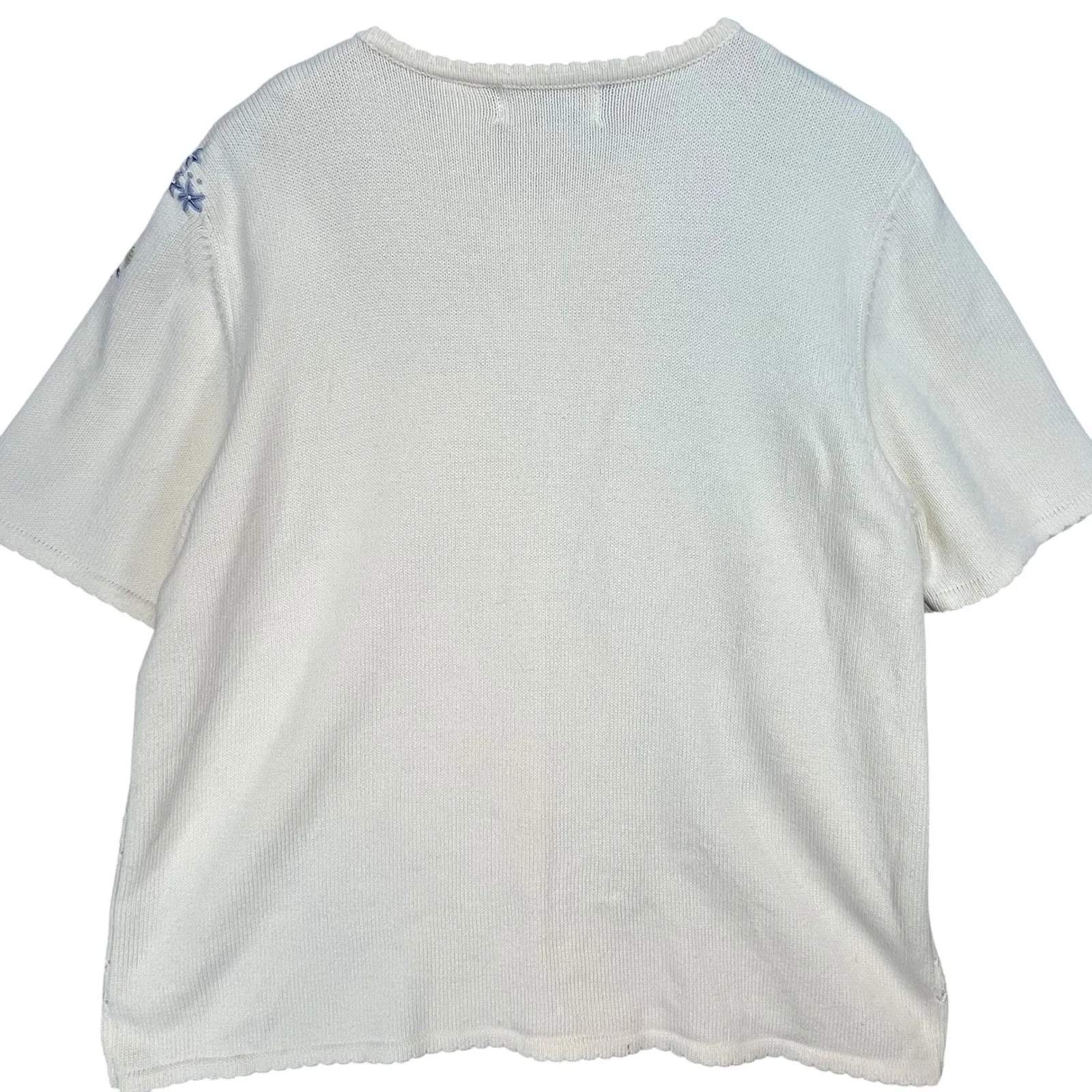 Alfred Dunner Vintage Floral‎ Embroidered Short Sleeve Cardigan Sweater Large - Image 2