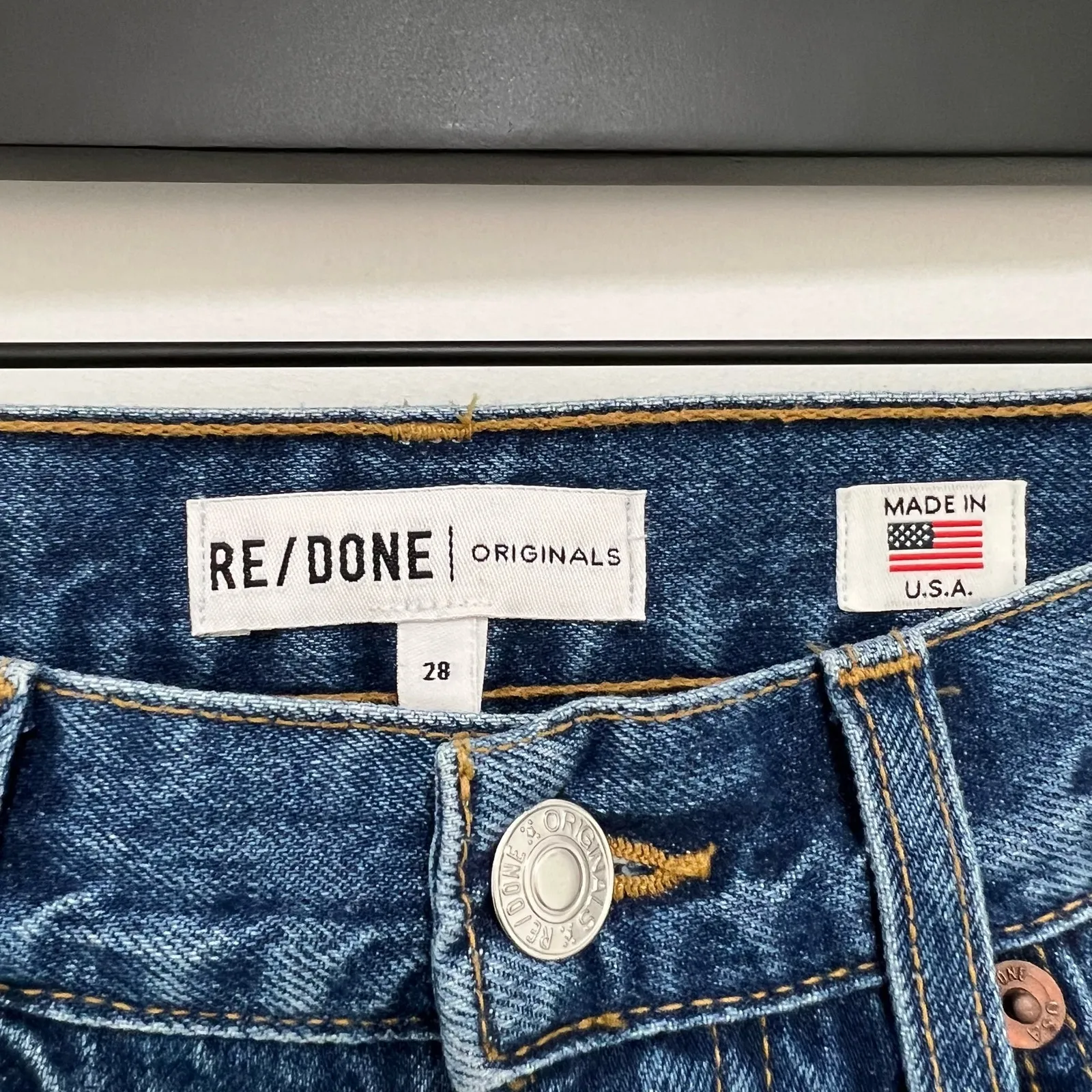 Re/Done High Rise Stove Pipe Denim Jeans Zip Fly Pockets Size 28 Retro Stretch - Image 3