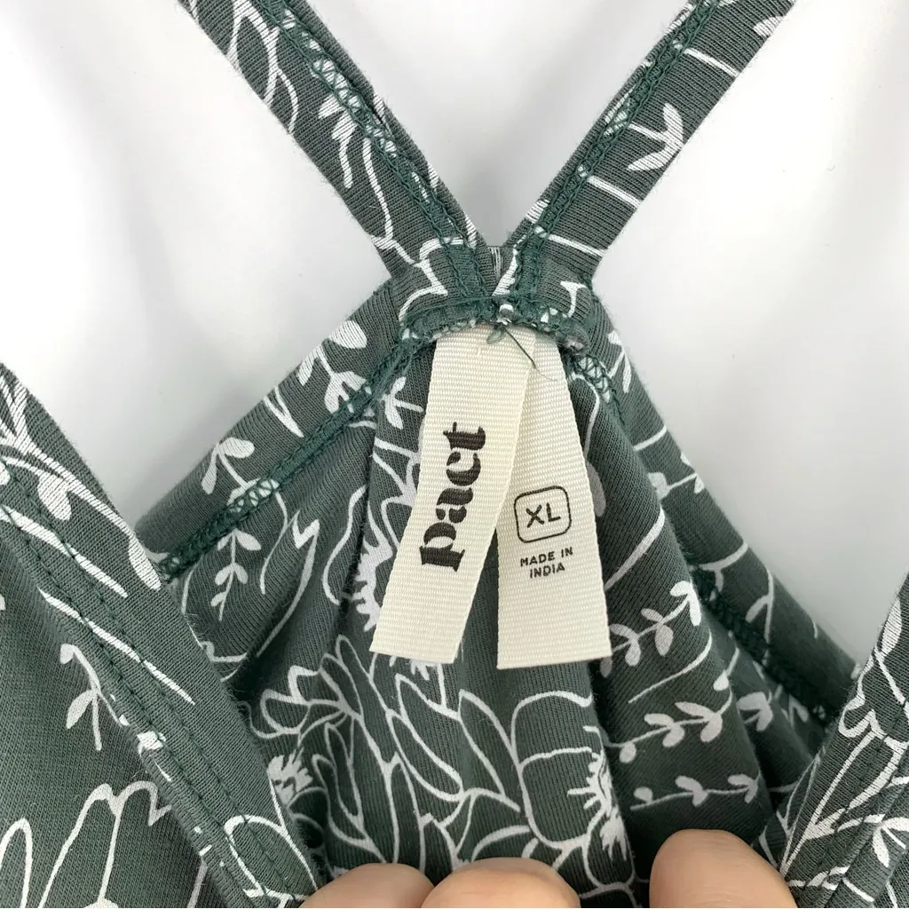 PACT Organic Fit & Flare Midi Dress Green XL - Image 4