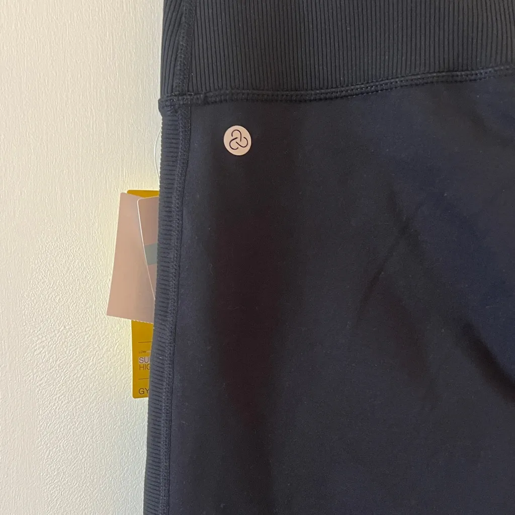 Zella High Waist Ribbed Moto Black Gym Leggings - Image 5