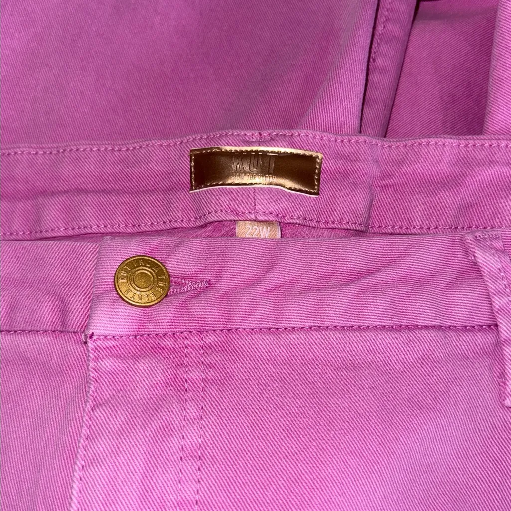 NWT KUT from the Kloth Meg Fab Ab Raw Hem High Waist Wide Leg Jeans Peony Pink - Image 7