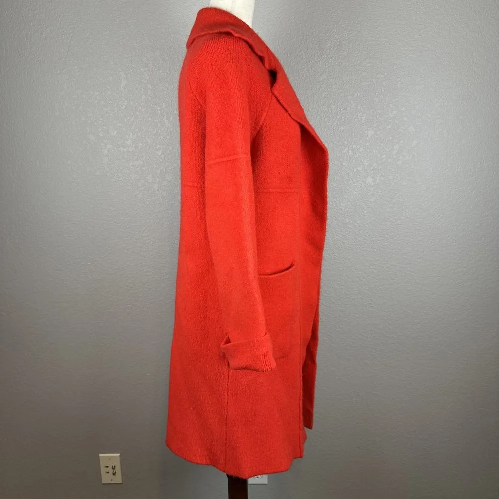Elliatt Anthropologie Womens Phoenix Open Sweater Trench Coat Size S Red Pockets - Image 8