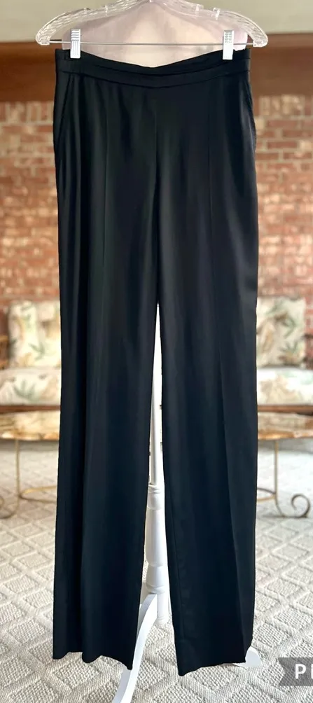 NWT MaxMara Cameli Pants Trousers Black Straight Full Leg S Unhemmed Classic - Image 1