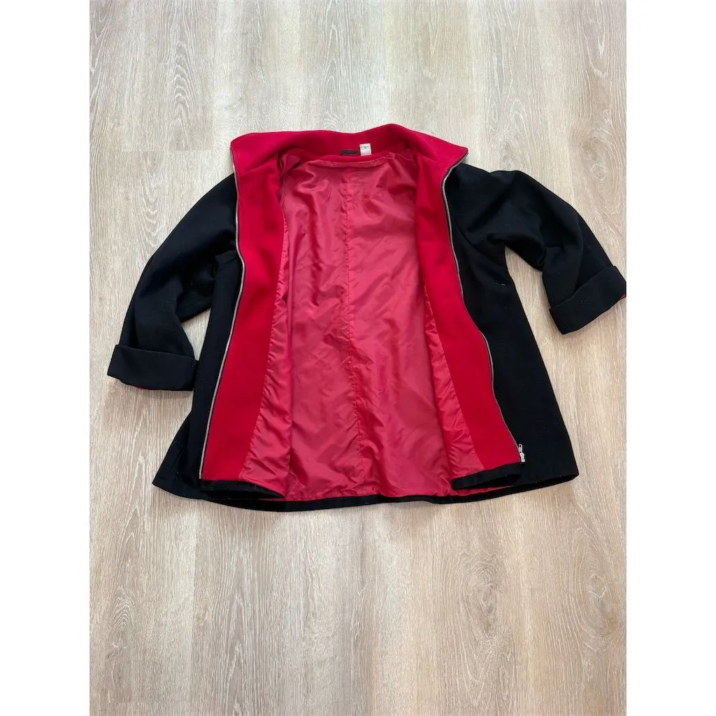 Ellen Tracy Women's‎ Black Wool Blend Jacket Size 14 3/4 Sleeve Zip - Image 5