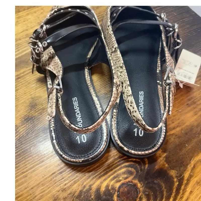 Time And Tru Snakeskin Pointed Toe Flats Size 10 Black - Image 5