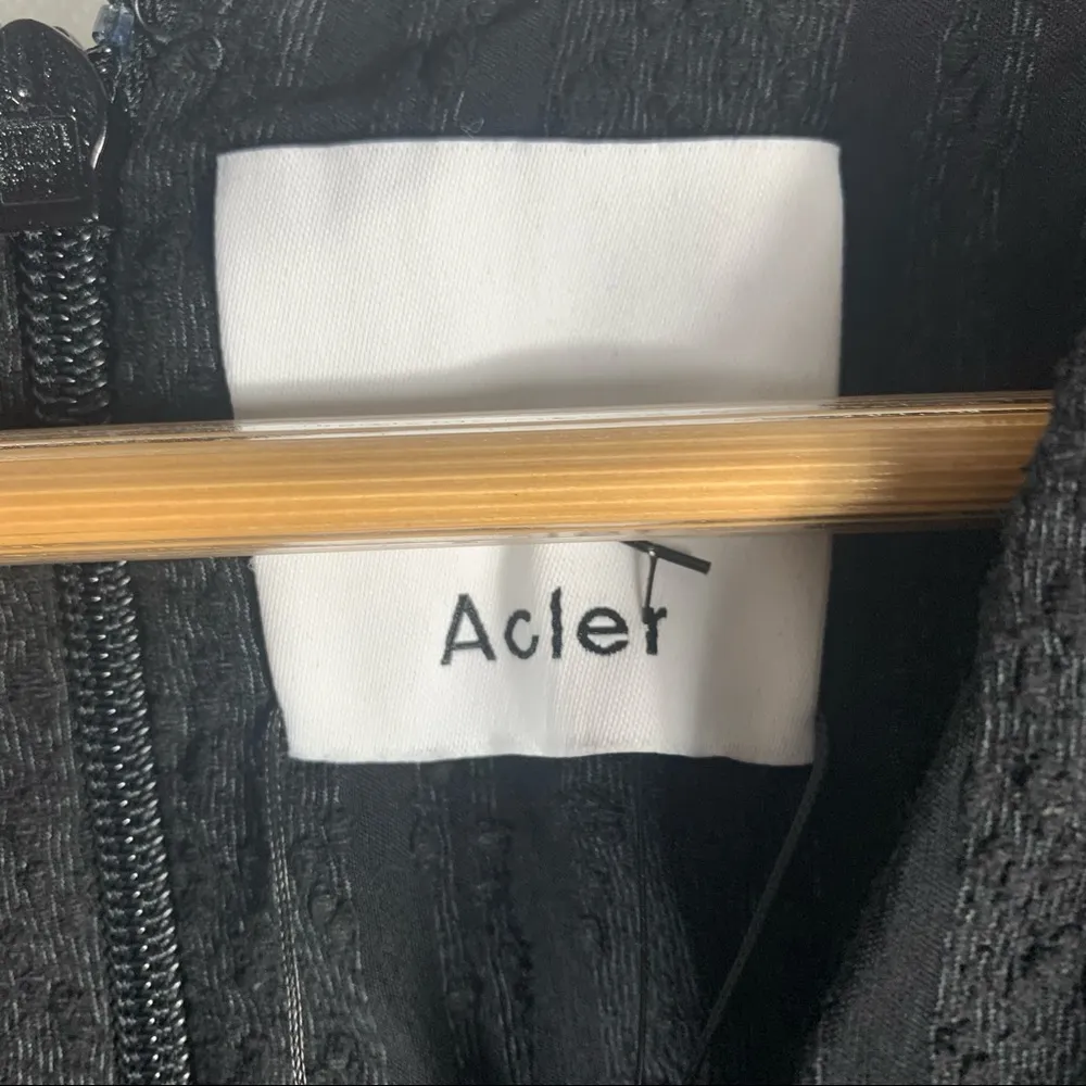 ACLER Whitland Black asymmetrical V neck midi Dress US 2 - Image 6