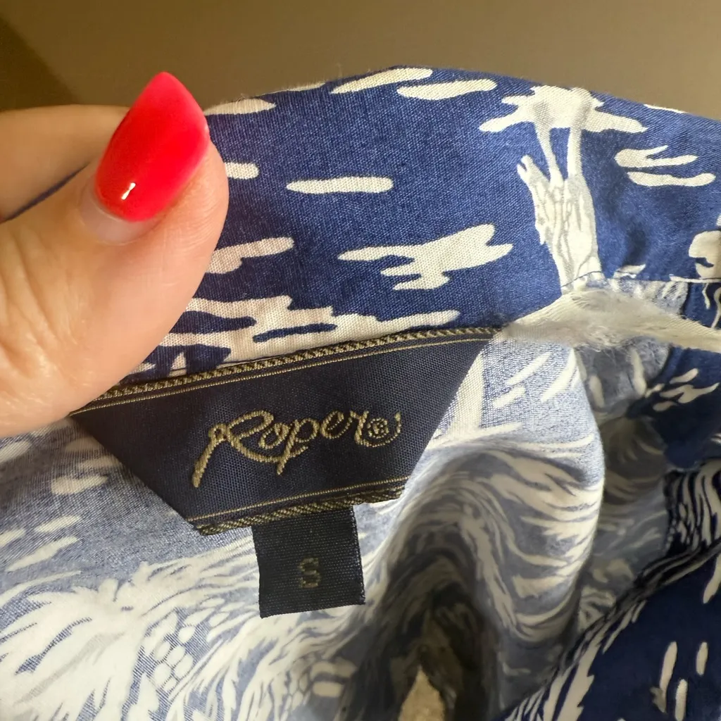 Vintage roper Blue and White Sleeveless Button - Image 10