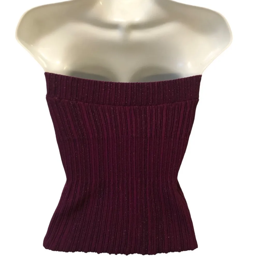 A/X  Knit Ribbed Crop TubeTop Sparkly Purple Size M Summer - Image 3
