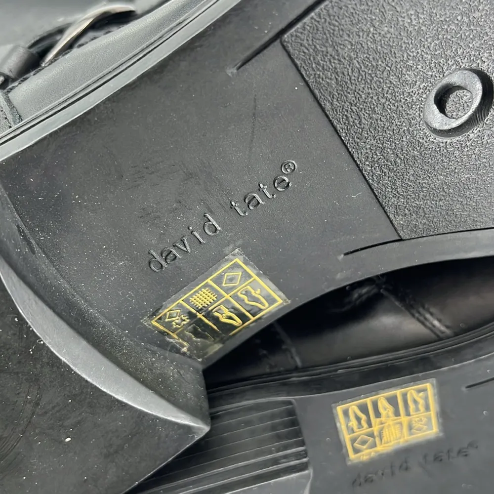 David Tate Branson Extra Wide Shaft Black Leather Tall Boots Moto Style Side Zip Size 9.5 - Image 10