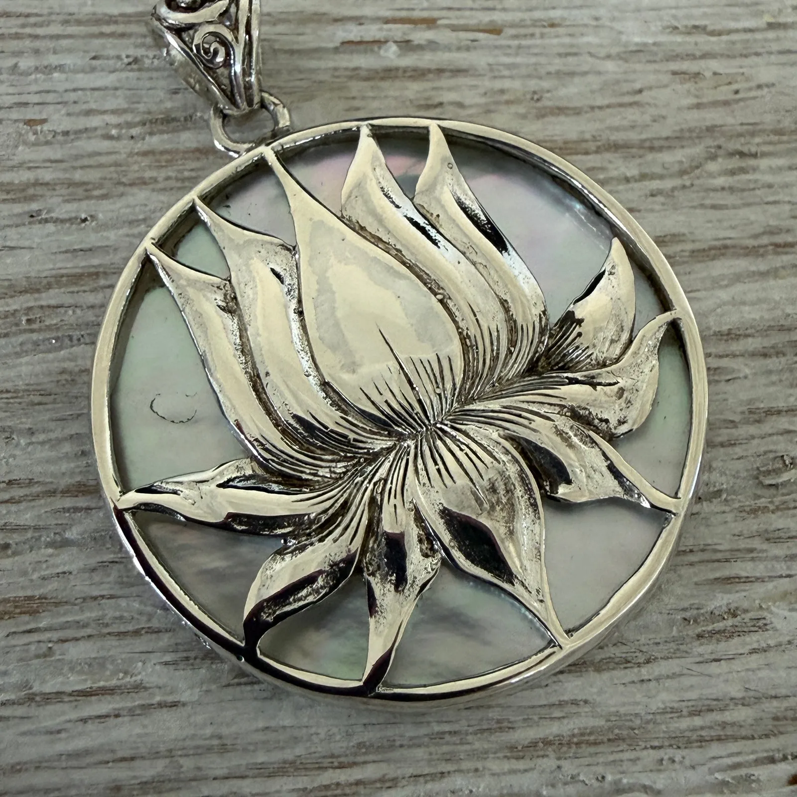 Sterling Silver Lotus Medallion Pendant - Image 3