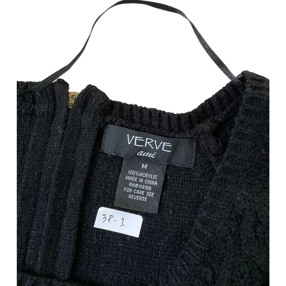 Verve Ami Black Cable Knit Sweater Size M (38-1) - Image 6