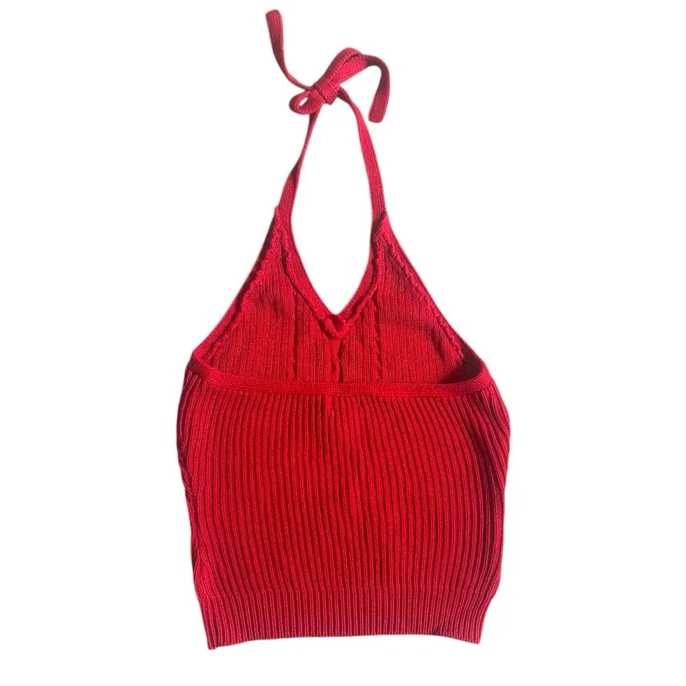 Y2K Wet Seal Size Small Red lagenlook Braided Halter Knit Top - Image 2