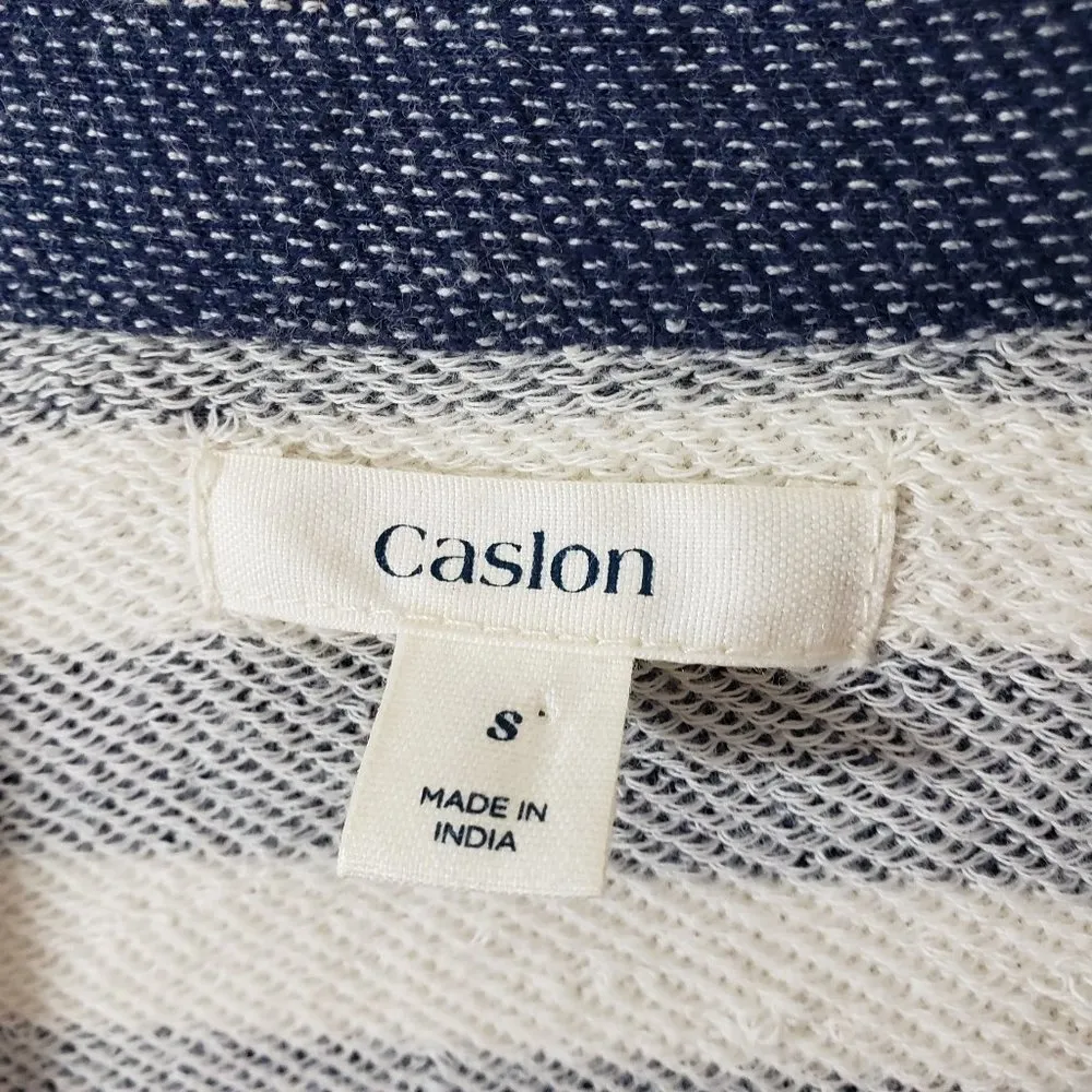 CASLON Small Blue, Ivory Cream Stripe Knit, Blazer, Cardigan, Pockets Jacket - Image 3