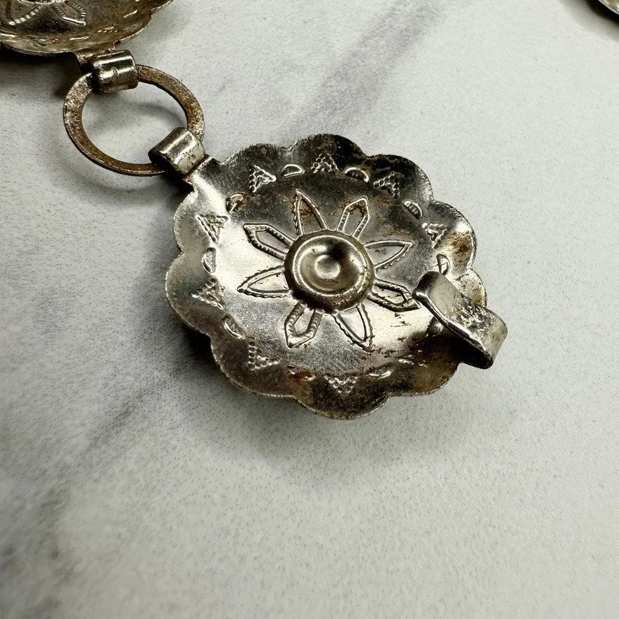 Western Concho Silver Tone Metal Chain Link Belt XS - Image 2