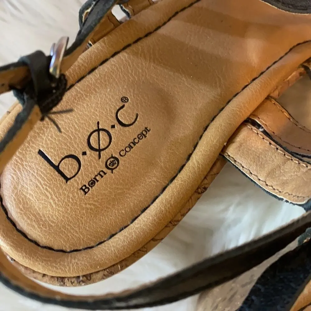 B.O.C. Jayna Caged Cork Wedge High Heel Sandals 11 Black - Image 8