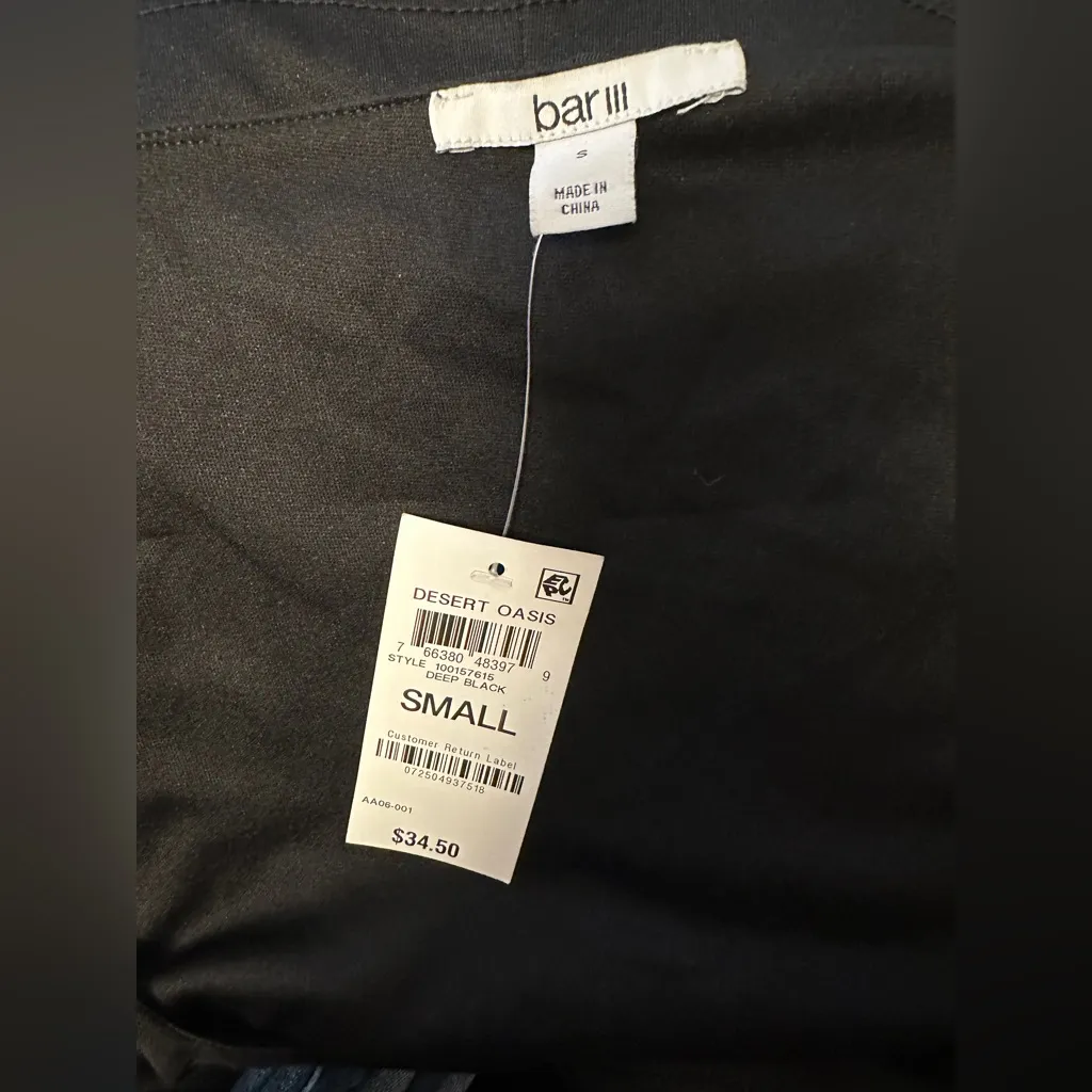 Bar III Women's Black Sleeveless Crop Top Sheer Overlay Keyhole Front Small NWT - Image 4