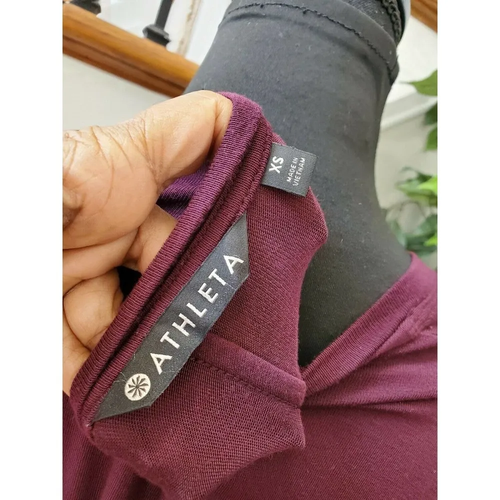 Athleta Women's Burgundy Modal Scoop Neck Long Sleeve Activewear Shirt Size XS - Image 8
