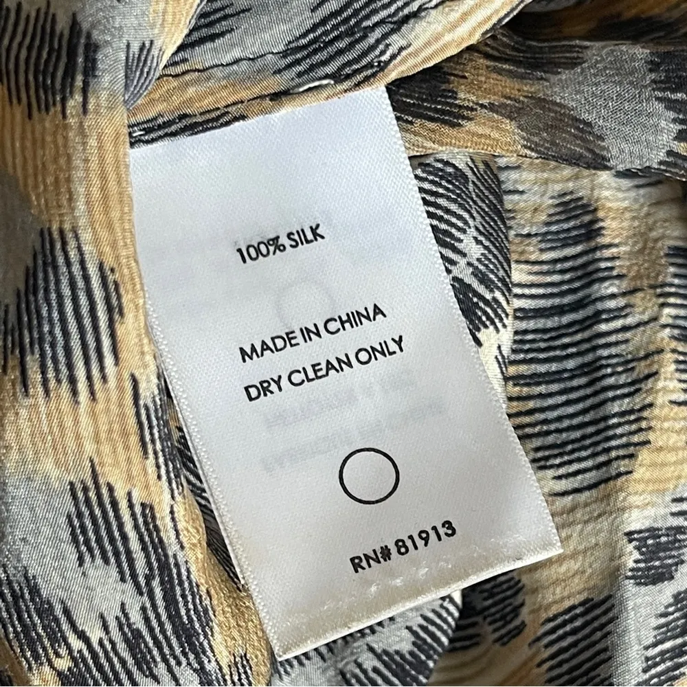 TRACY REESE | Animal Print Silk Ruffle Back Sleeveless Blouse Sz S - Image 5