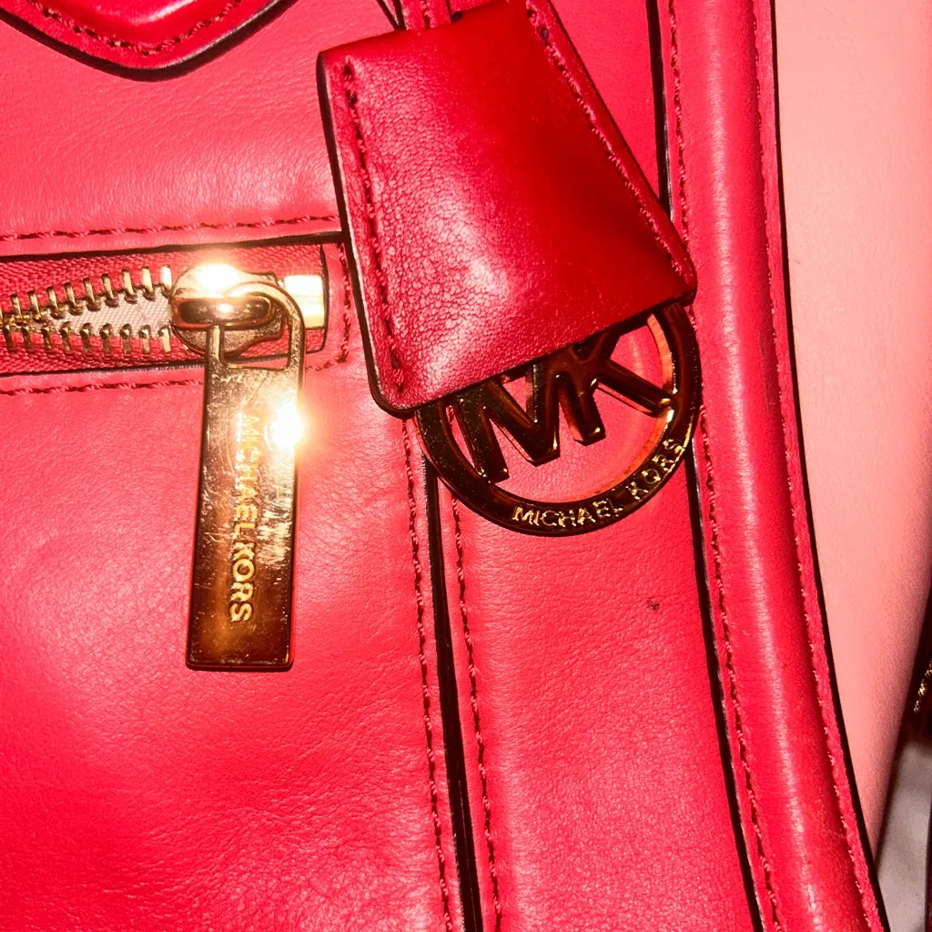 Michael Kors Red and Pink Leather Tote - Image 2