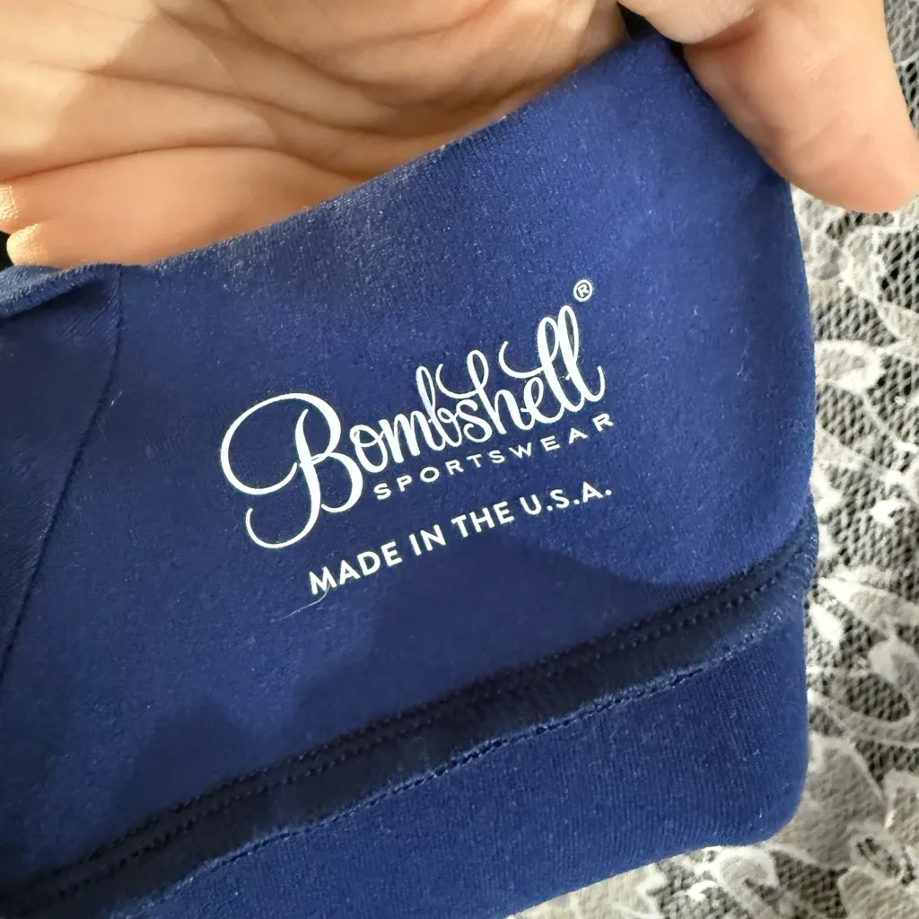 Bombshell Sportswear laced up dark cobalt blue shorts jumpsuit small like new - Image 7