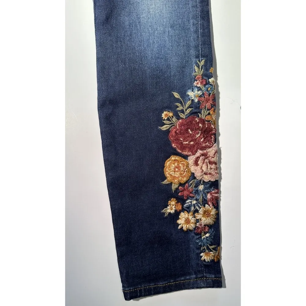 Driftwood Jackie High Rise Floral Embroidered Skinny Jeans - Image 4