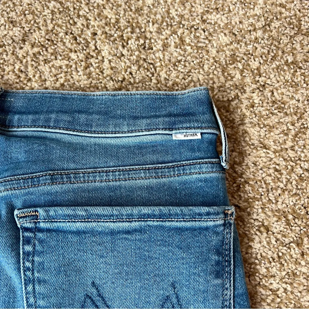 MOTHER Lil’ Zip Rambler Petites Flood High Rise Cropped Straight Jeans Size 33P - Image 15