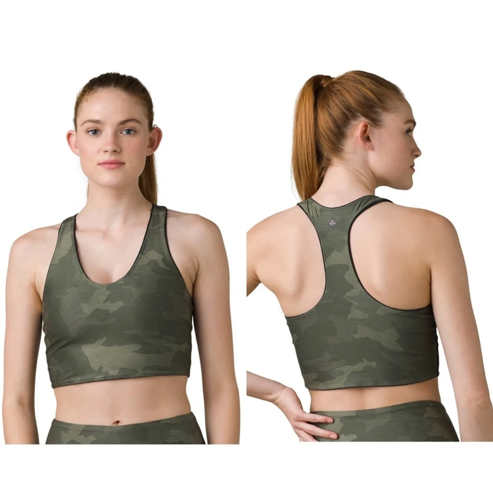 PRANA Black Camo Crop Top Bra Womens XS Athletic Activewear Workout Gym Sporty - Image 3