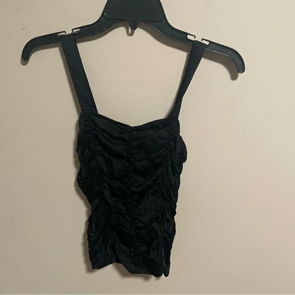 & Other Stories- Gathered Ruched Black Strap Top- Size 2 - Image 2