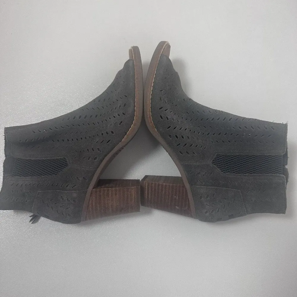 Toms Booties Womens 6 Majorca Suede Peep Toe Ankle Boots Boho Perforated… - Image 7